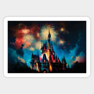 Fantasy Castle and Fireworks Wall Art Sticker